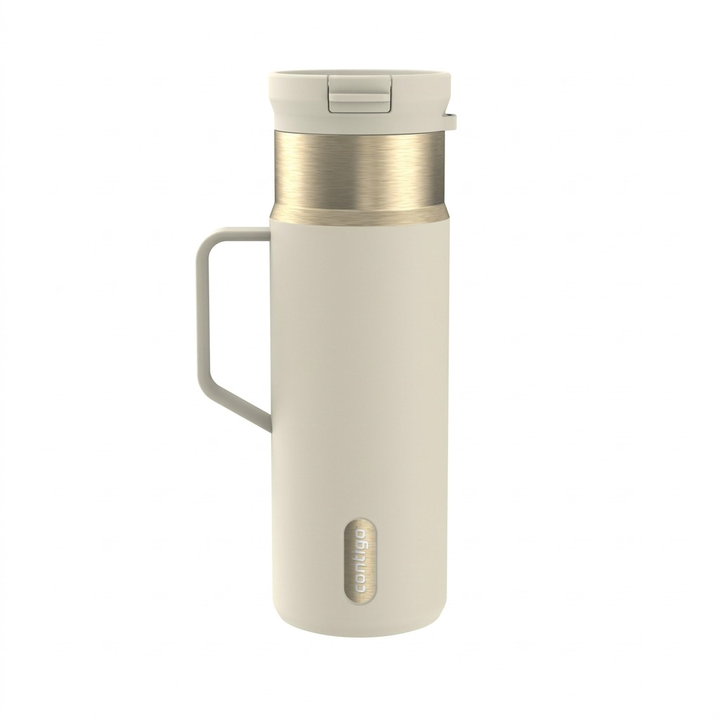 High-resolution 2225962 Contigo 20 oz Handled Snapseal PVD - Oatmilk hero shot on pure white backdrop.
