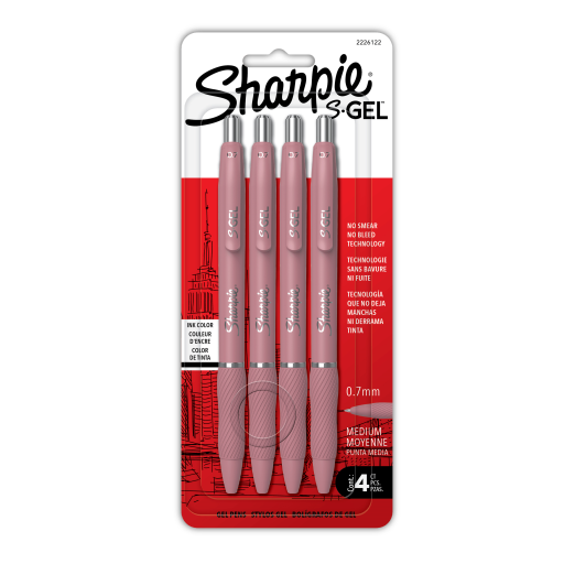 Sharpie 2226122 S-Gel Fashion Barrel Gel Pens – Medium Point (0.7mm), Black Ink, 4 Count