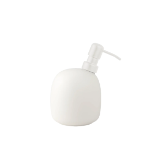 HAPPY SiNKS Kiwi Ceramic Soap Dispenser – Pearl White & Stainless Steel