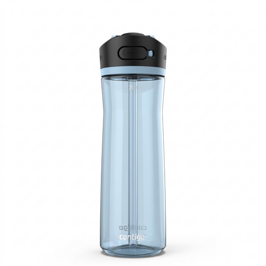 A high-resolution, centered view of the light blue Contigo 24 oz Autospout Ashland 2.0 water bottle against a pure white background.