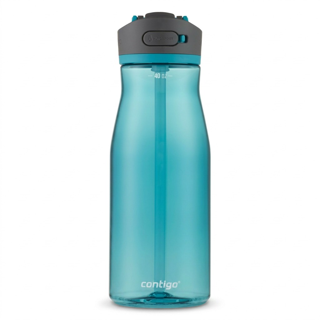 Pure hero shot of the Contigo 40 oz Autospout Ashland 2.0 water bottle in Juniper on white background.