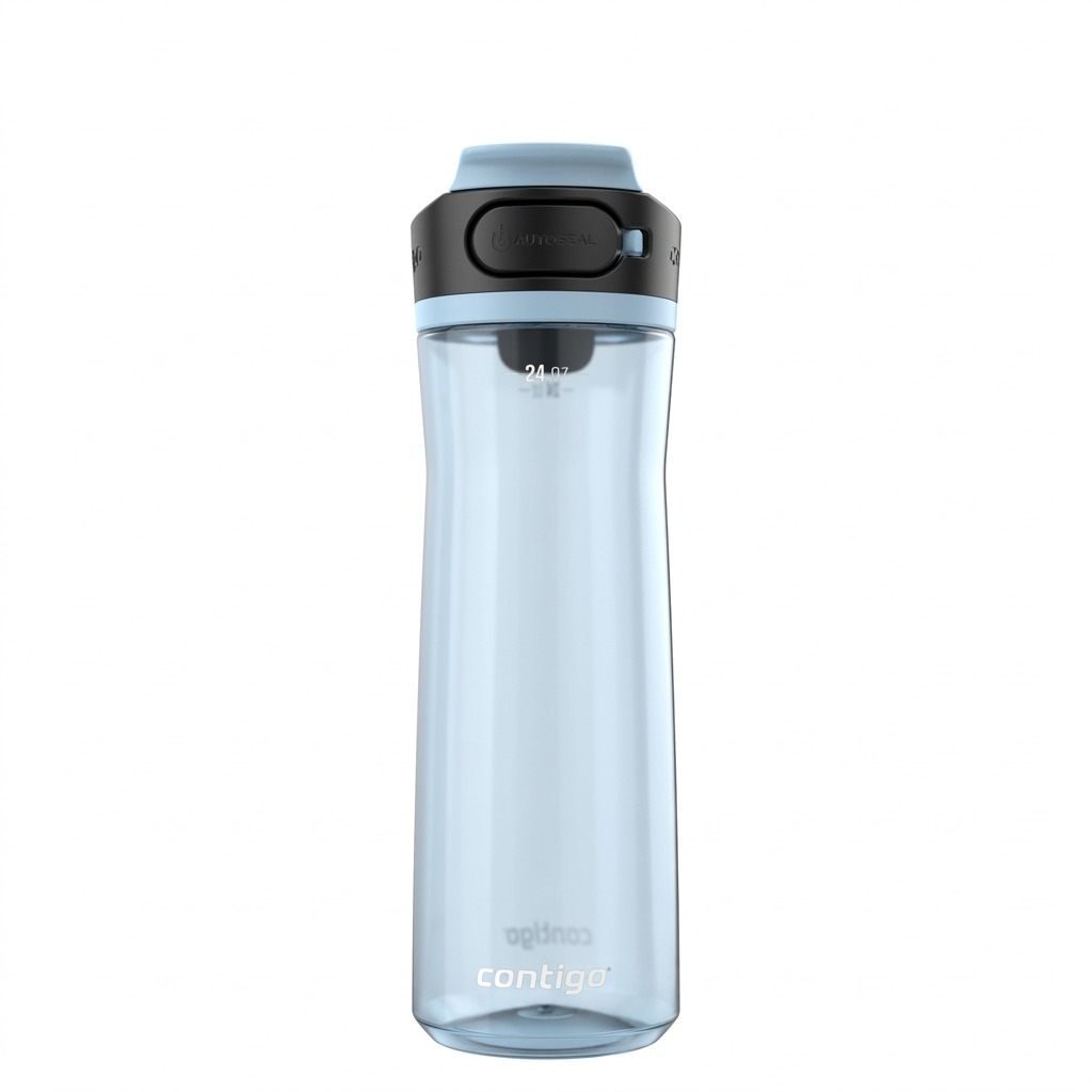 High-resolution hero shot of the Contigo 24 oz Autoseal Cortland 2.0 Glacier plastic bottle on a pure white background.