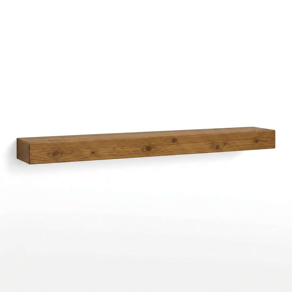 A high-resolution, pure white background hero shot of the 72x5x7 Whiskey Brown floating mantel.