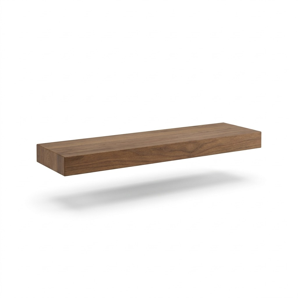 A single high-resolution photograph of the 36-inch medium walnut solid wood floating shelf.