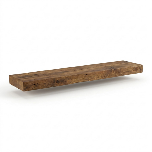 High-resolution centered 48-inch Solid Wood Shelf in medium walnut on a pure white background.